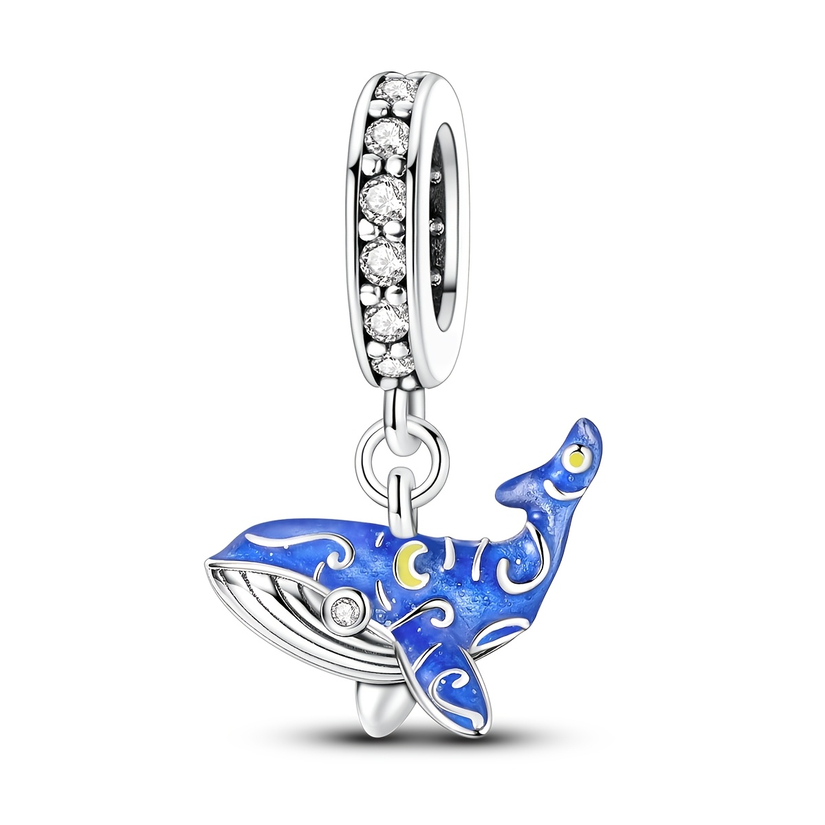 TEMU 1pc Silver Color Charms Beads For Women Glow In The Dark Starry Whale Charms Box Packaging Jewelry Gifts Fits Original Bracelet & Necklace Diy
