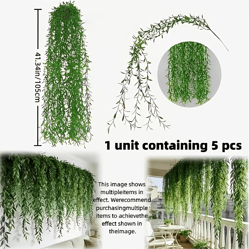 TEMU 6-pack, 30pcs Tree Faux Willow Twigs Per Pack - Green Wreath - Uv-resistant Real Touch Artificial Flowers, Suitable For Home Decor, Garden,