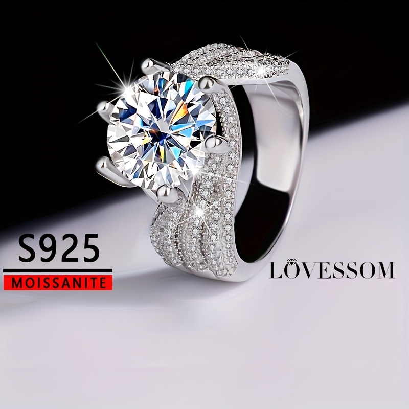 

1pc 925 Sterling Silver 5 Carat Moissanite Ring, Fashion Trendy Elegant Cute Gorgeous Men's Ring, Valentine's Day Anniversary Proposal Engagement Wedding Surprise, New Year Gift With Gift Box