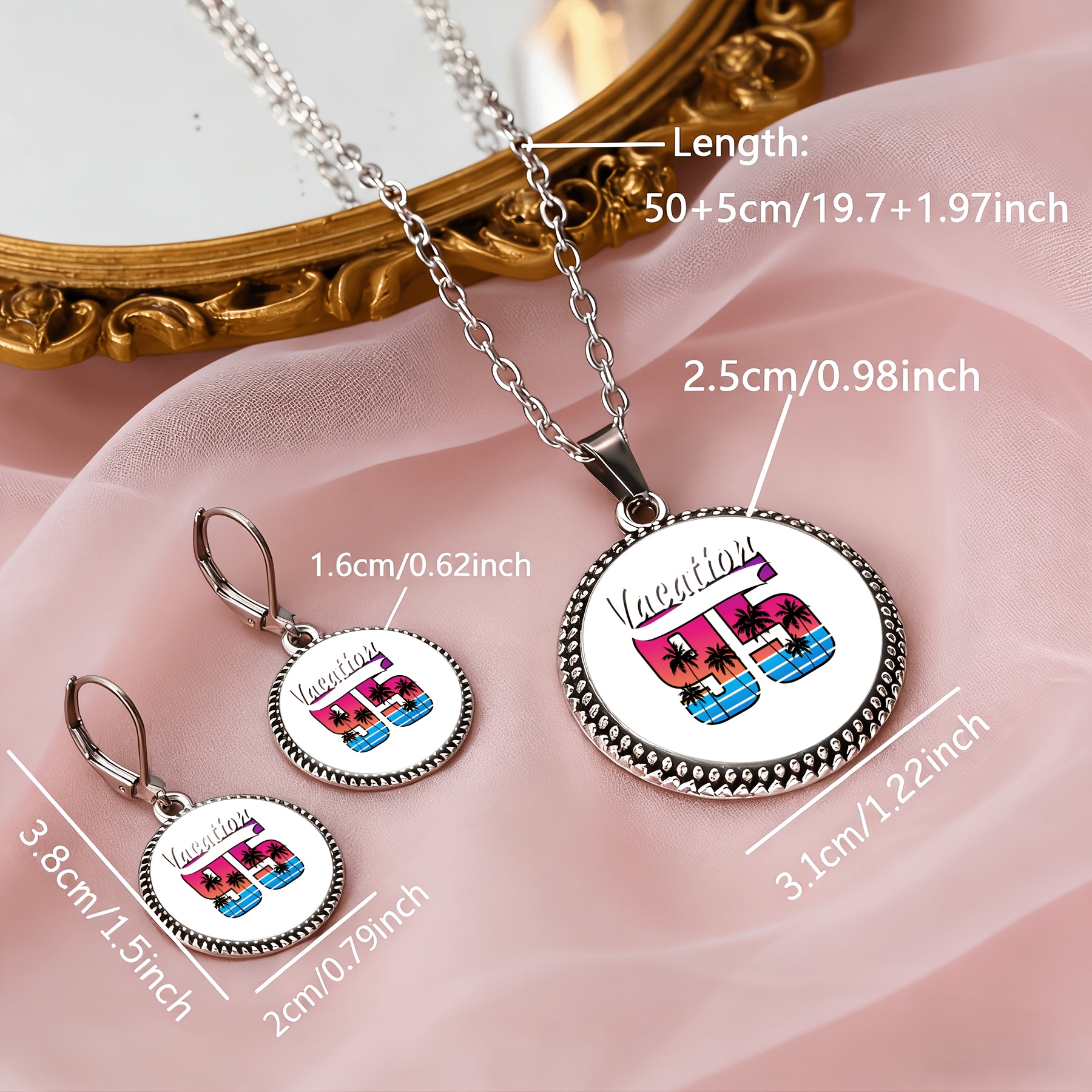 3pc Coconut Beach Vacation Necklace & Earrings Set