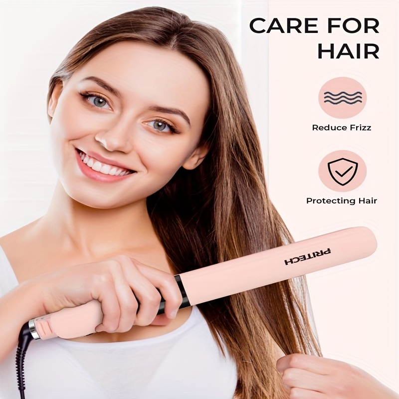 PRITECH Titanium Flat Iron & Curler 2-in-1 Hair Straightener with Adjustable Temp 290°F-450°F, 1" Plate, Anti-Scald Protection, Dual Voltage (US Plug 110V), Reduce Frizz & Fast Heat-Up for All Hairstyles (Pink), Hair Styling Tool, Modern Styler, Premium Finish, Versatile Styler, Daily Styling, Straightening And Curling, Modern Hair Tool, Professionalgrade Tool, Dual Function Styler, Professional Stylists
