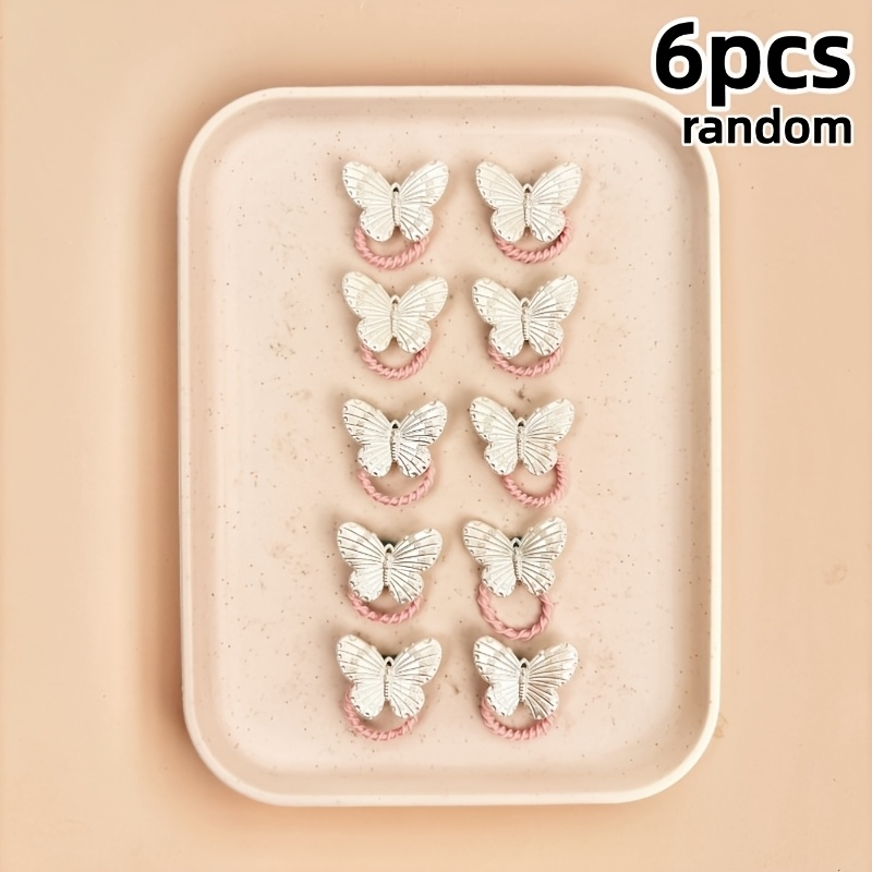 TEMU 6pcs Random Matte White 3d Hair Accessory Set, Embossed Texture Mini Scrunchies, Multi-' Hair Accessories, Versatile And Exquisite Hair Ties For