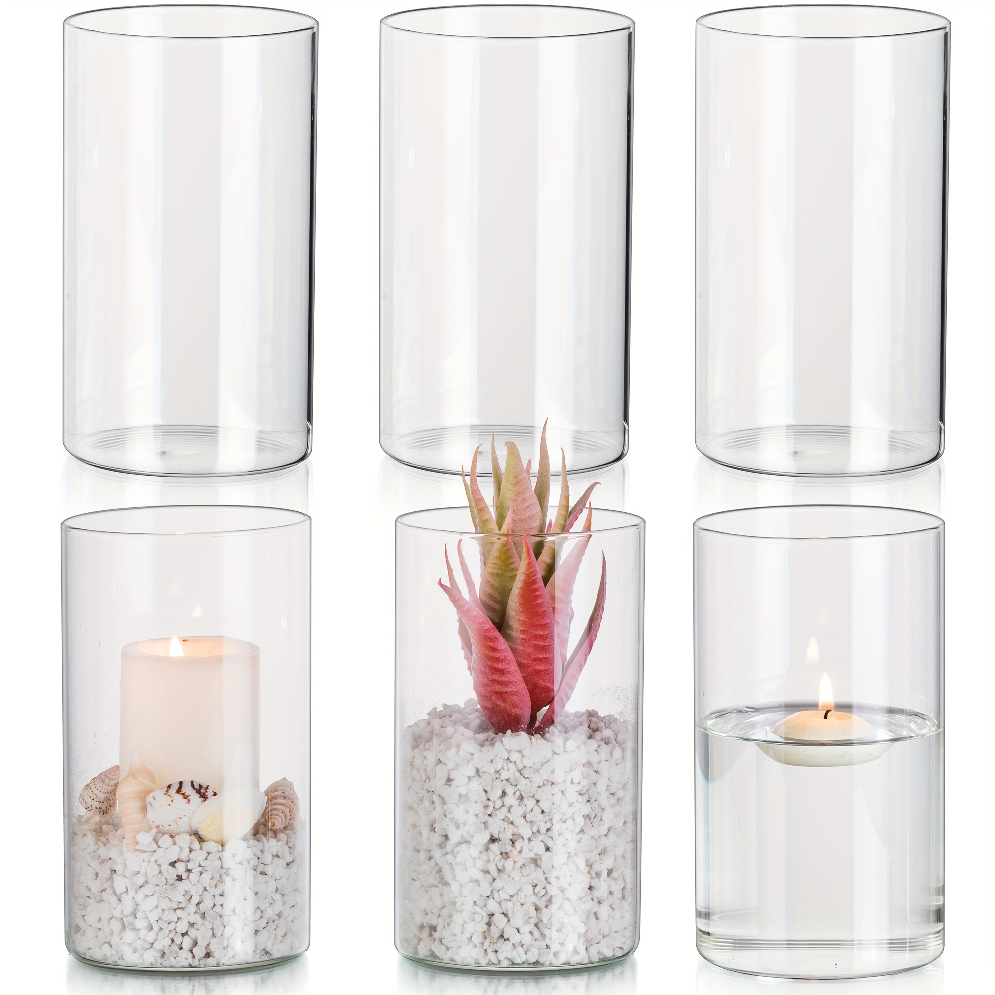 6 Pack - 15x8.5cm - Thin Bottom Straight Vase - 1 Set