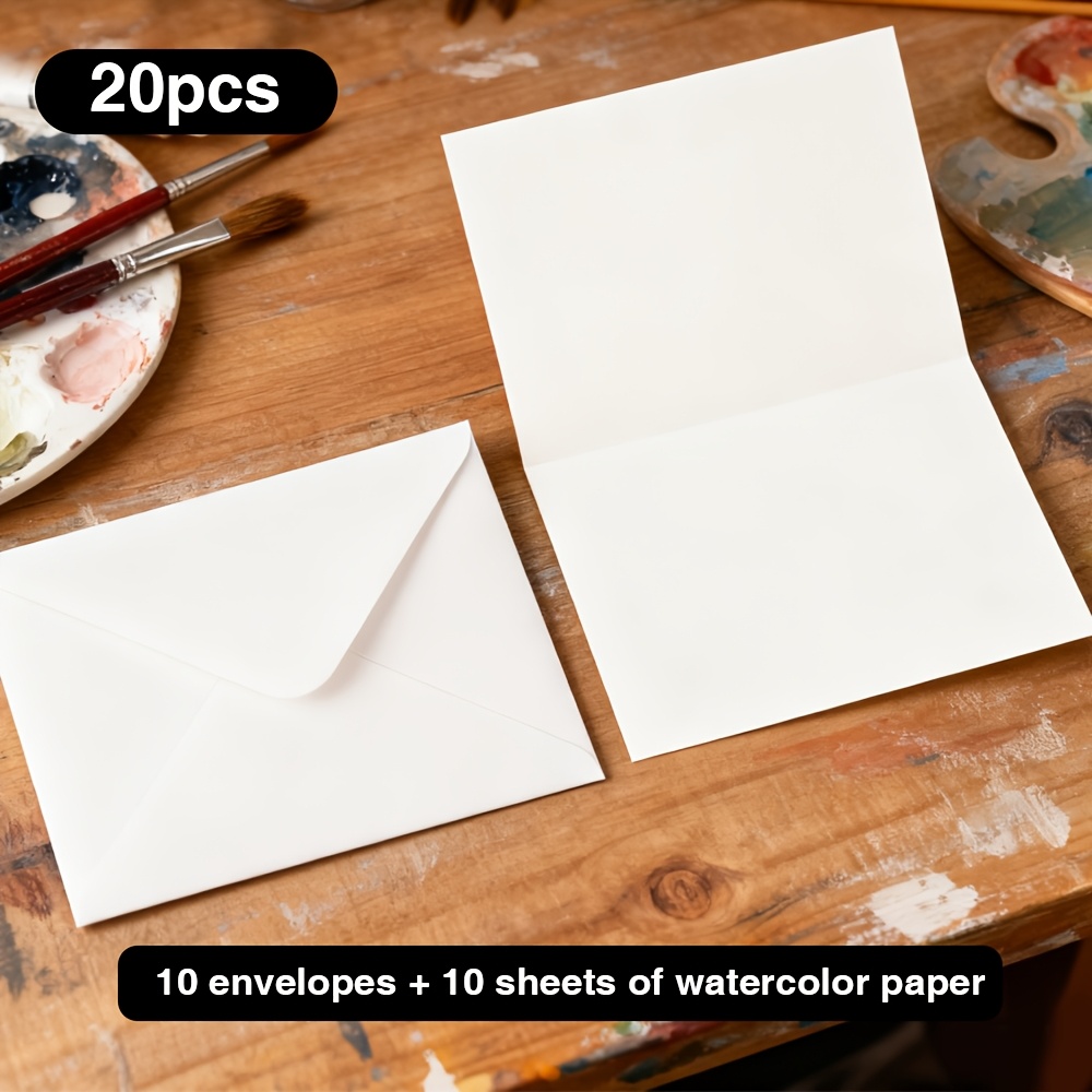 TEMU 20/40pcs Watercolor Paper Greeting Cards - Set Includes Watercolor Paper And Envelopes: 300gsm High-quality Watercolor Paper Greeting Cards, 4×6