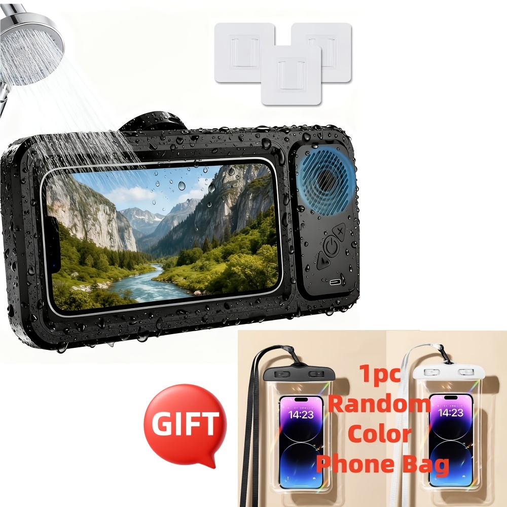 TEMU Bluetooth Speaker  Random Color Phone Bag Shower Speaker Wireless Speaker With 360 Rotating Touch Screen Shower Speaker  Bathroom Speaker