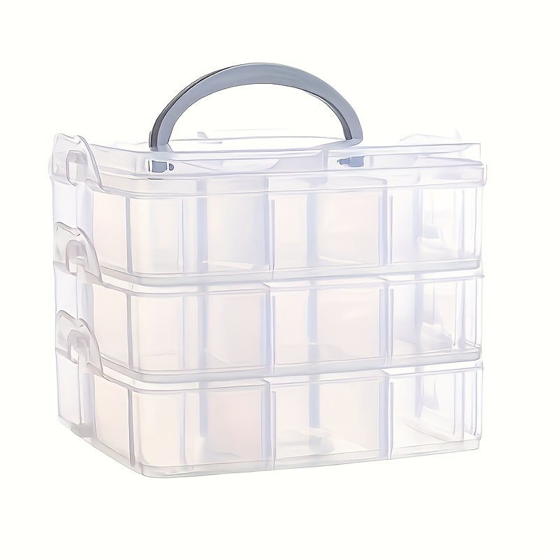 TEMU Boîte de Rangement Multifonctionnelle Empilable à 3 Niveaux - Organisateur de Rangement Polyvalent pour Loisirs Créatifs, Jouets, Bijoux et
