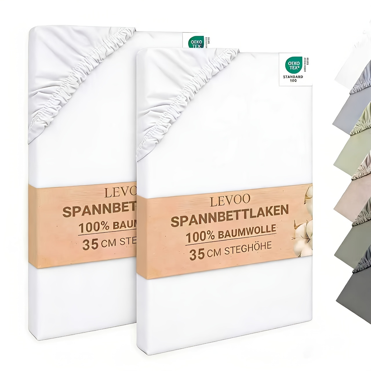 Image of 2pcs 100% Fitted Sheet 600 Full Fitted Sheet, 35cm Skirt, Hypoallergenic, Breathable Bed Sheet, Suitable For Bedroom, Dorm And , Machine Washable, Jersey Bedding, With Elastic Corners