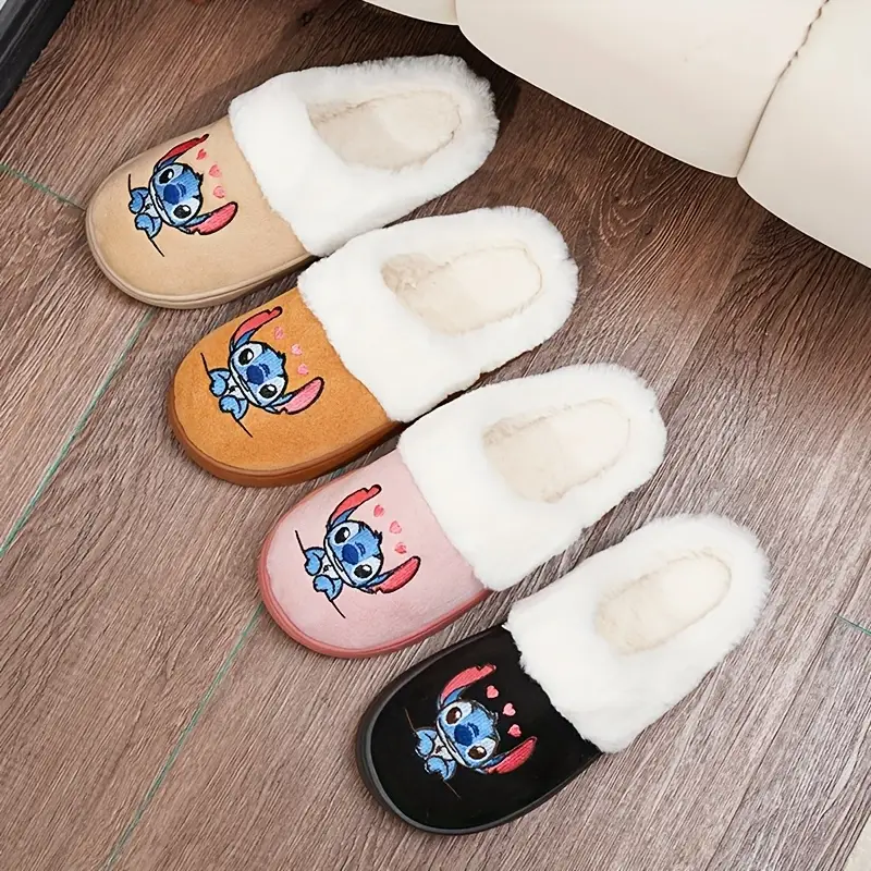 plush fleece slip on slippers for couples embroidered cartoon design eva winter indoor outdoor wear multiple colors sizes 36 45 9