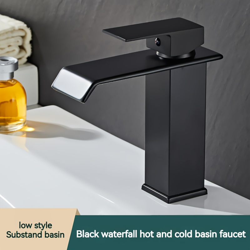 Grifo Baño Moderno 1 Pieza Grifo Baño Negro Grifo Cascada - Temu