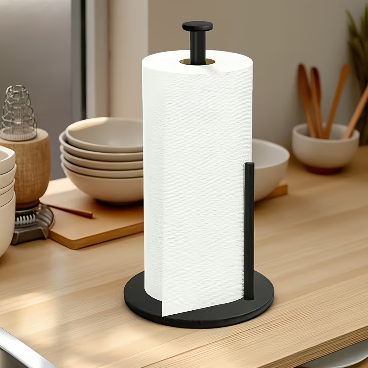 Heavy-duty Kitchen Paper Towel Holder With Weighted Base-space- Countertop Storage Unit. Style Suitable For Tissues And Toilet Paper.durable Kitchen Utensil Storage Solution.kitchen Paper Towel Holder