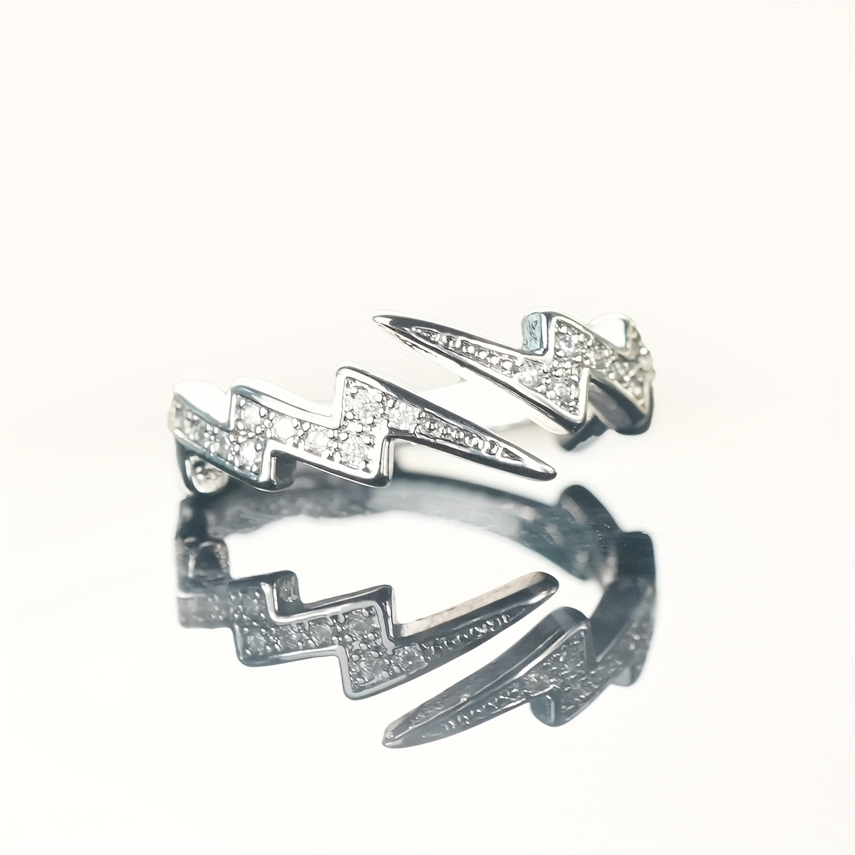 Rhinestone Lightning Adjustable Open Ring Bling Bling Eye-catching for Women