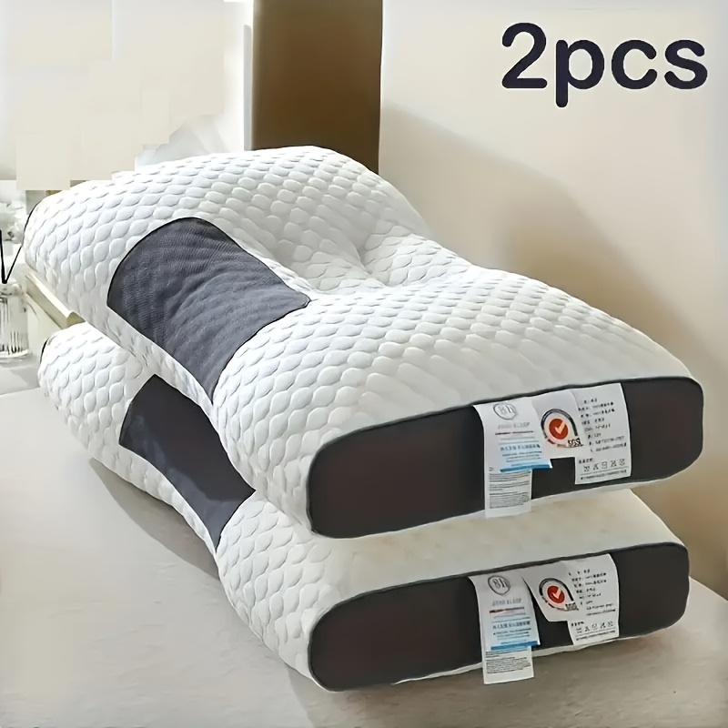    free total of 2pcs   hotel pillows 1800g pillow core with adjustable ergonomic contour support high quality removable cover for comfortable sleep wholesale value knitted massage neck pillow