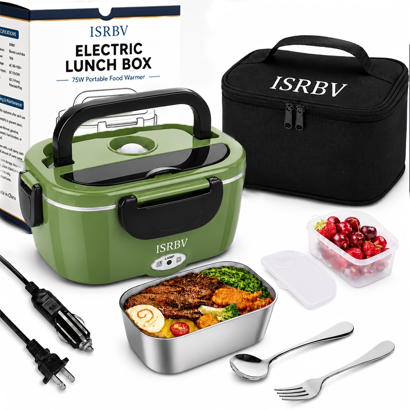 1pc Food Heating Lunch Box, Portable Heated Lunch Box, Quiet, Stainless Steel Container Suitable For Office Desk And Car