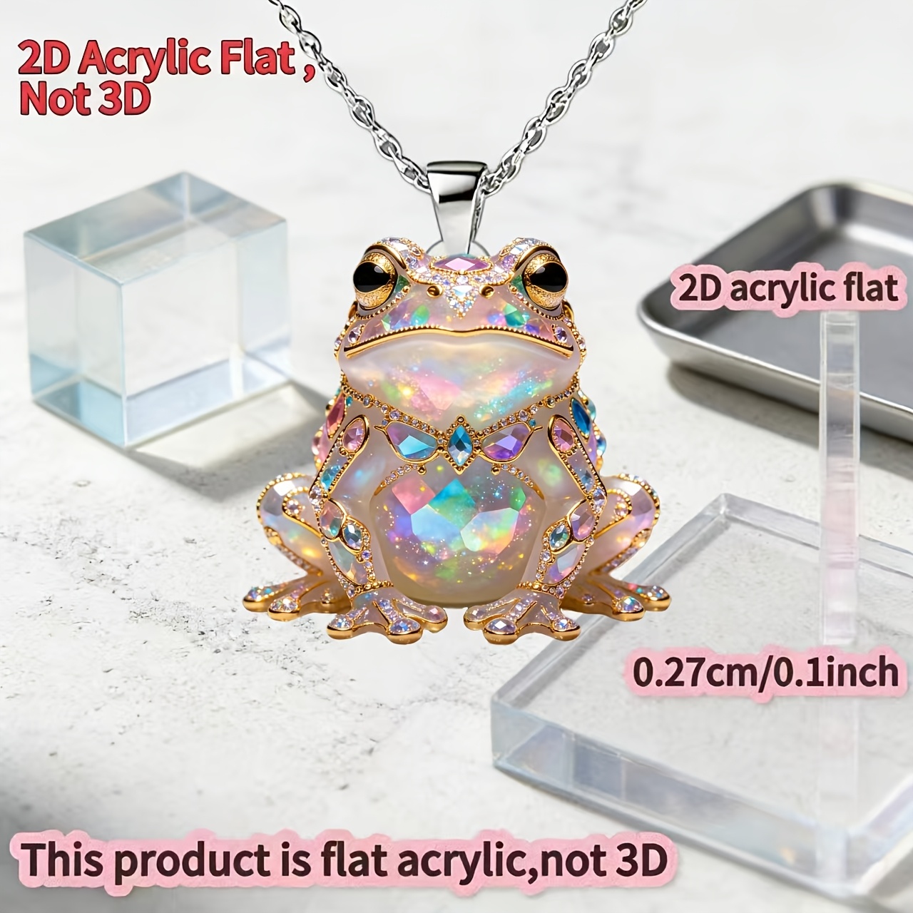 2D Acrylic Frog Women's Pendant Necklace