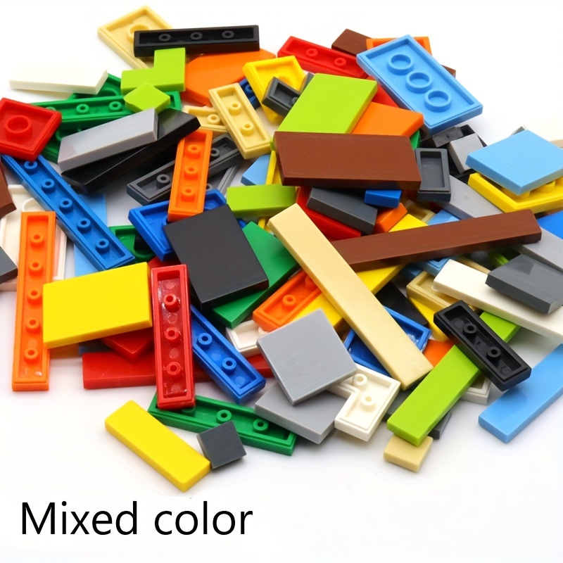 100pcs ABS Plastic Building Blocks Set Flat Tiles DIY Construction Toy Kit