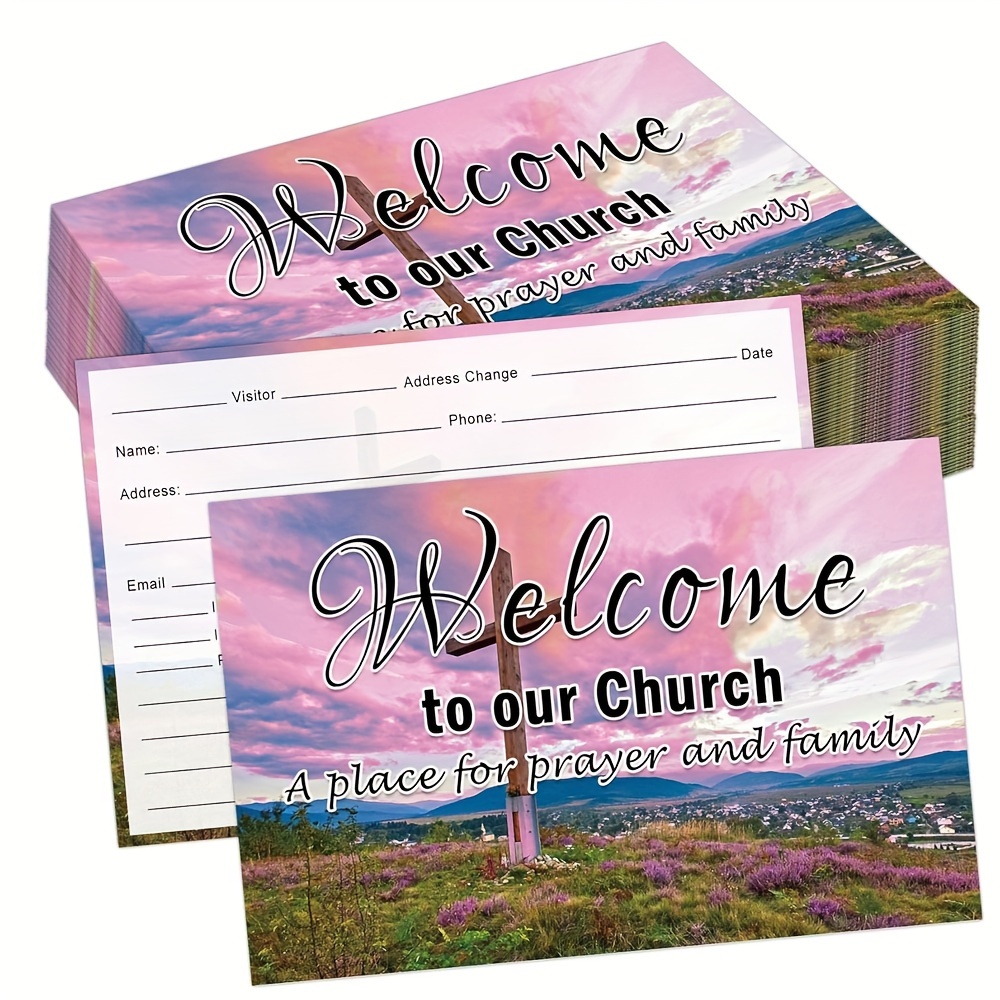 

25pcs Church Welcome Cards - 4x6 Inch Request & Greeting Postcards For