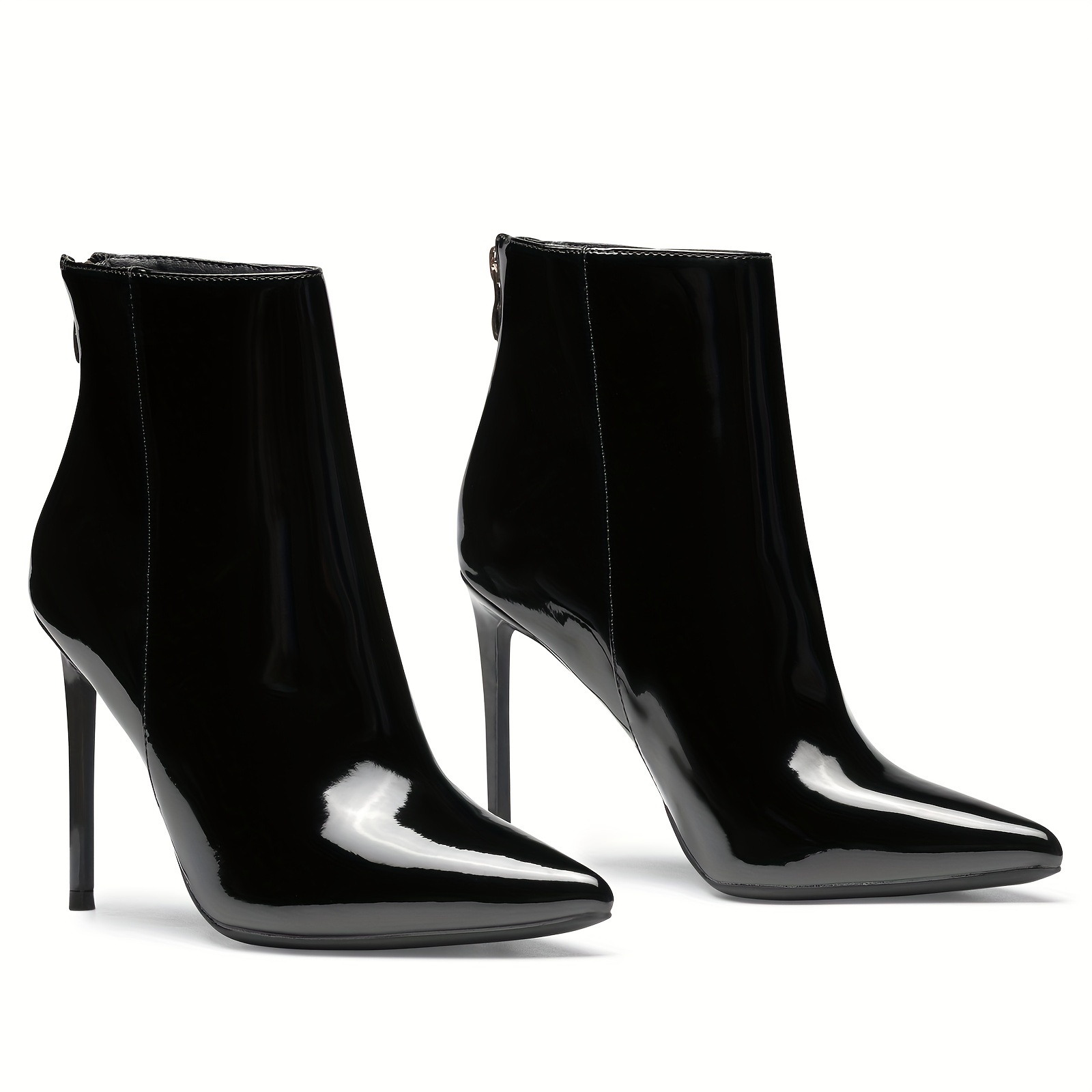 womens ankle boots pointed toes 4 inch high heels zipper - Temu