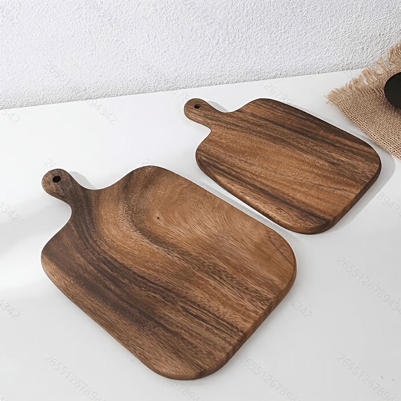 TEMU 2pcs Set Of Handled Xiangsi Wood Cutting Boards, Large And Small Sizes, Tableware Trays, Multifunctional Boards, Suitable For Serving Bread,
