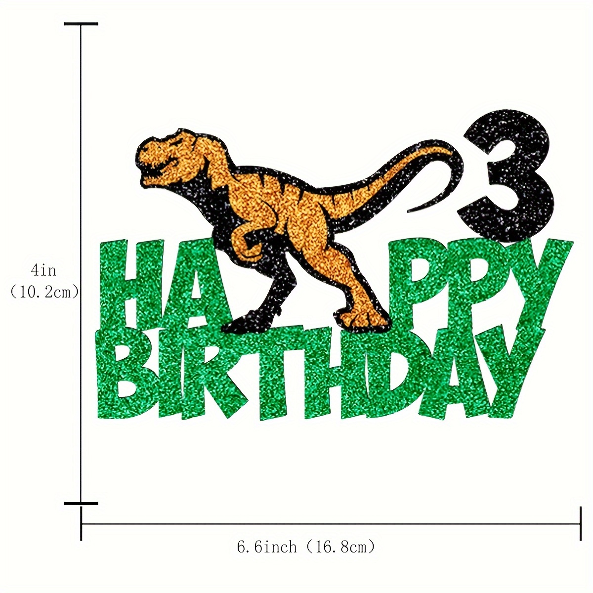 1 Dinosaur Happy Birthday Cake Topper For 3/4/5/6 Year Olds, Dinosaur Theme Birthday Cake Decoration