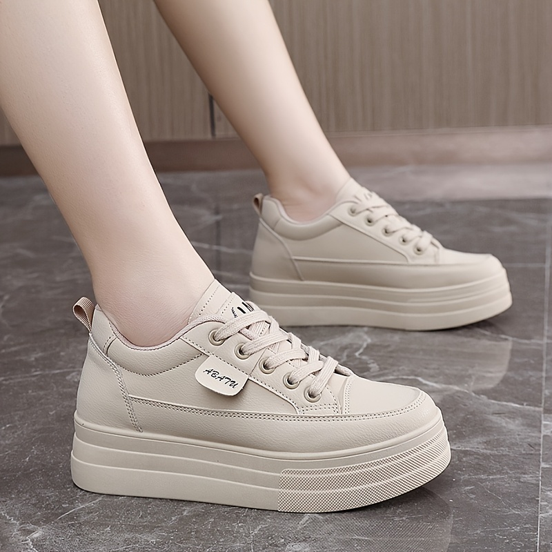 Zapatillas Deportivas, Color Sólido 2025 Verano, Plataforma Deportiva para Mujer con Suela Gruesa, Aumento de Altura de 5 cm, Zapatos Casuales para Skateboarding y Exteriores