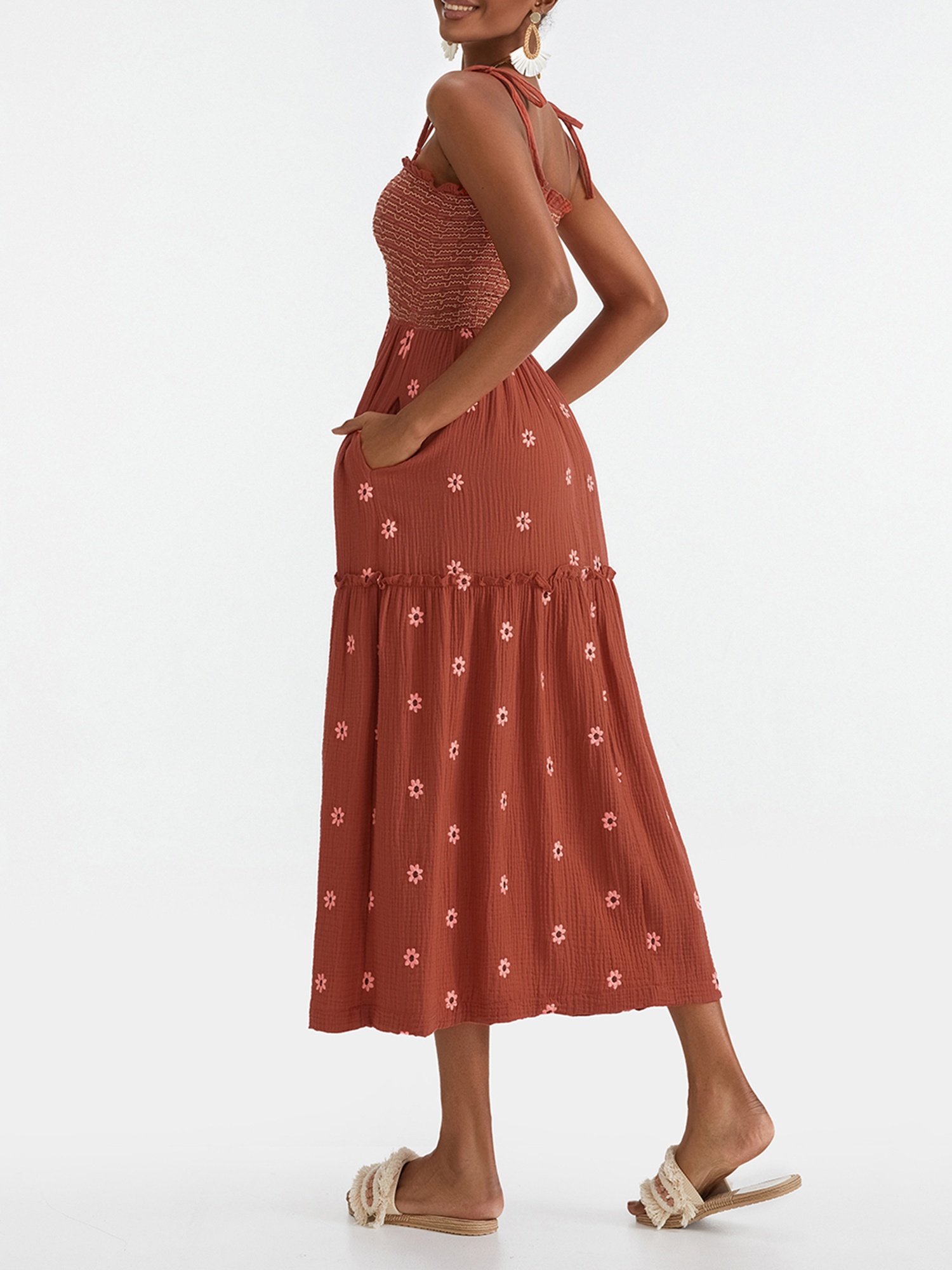 flowy printed dresses Plus Size Flowy Floral Midi Dress – 2020AVE main image 1