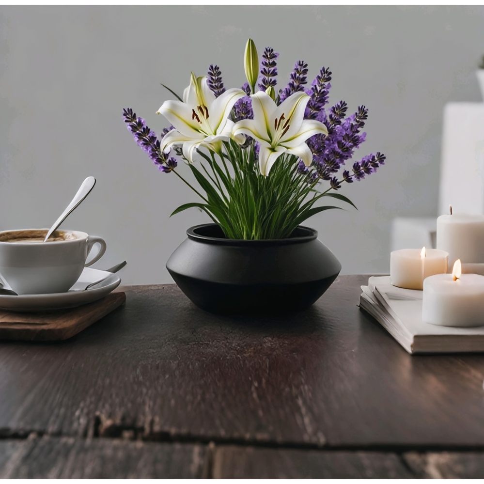 INS-Style Black Ceramic Flower Pot for Desktop Decor
