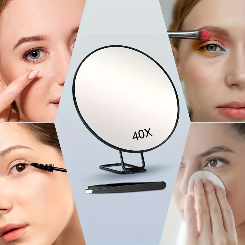 Specchio Ingranditore 40x Con Ventose E Pinzette | Per Trucco E Sopracciglia | 8.8 Cm - Foto 7