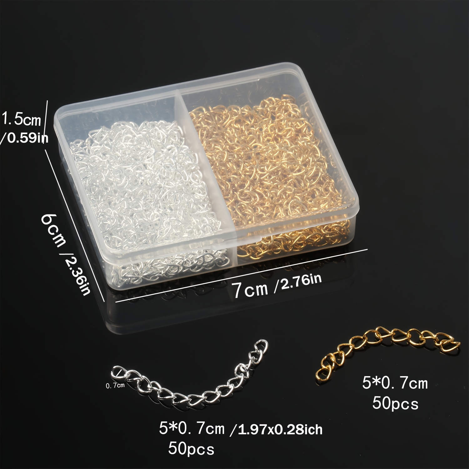 Image of 100pcs Tail Chains Golden Silvery Chains Extender Chain For Jewelry Making Diy Bracelets Necklace Accessories Supplies For Men Gifts Women
