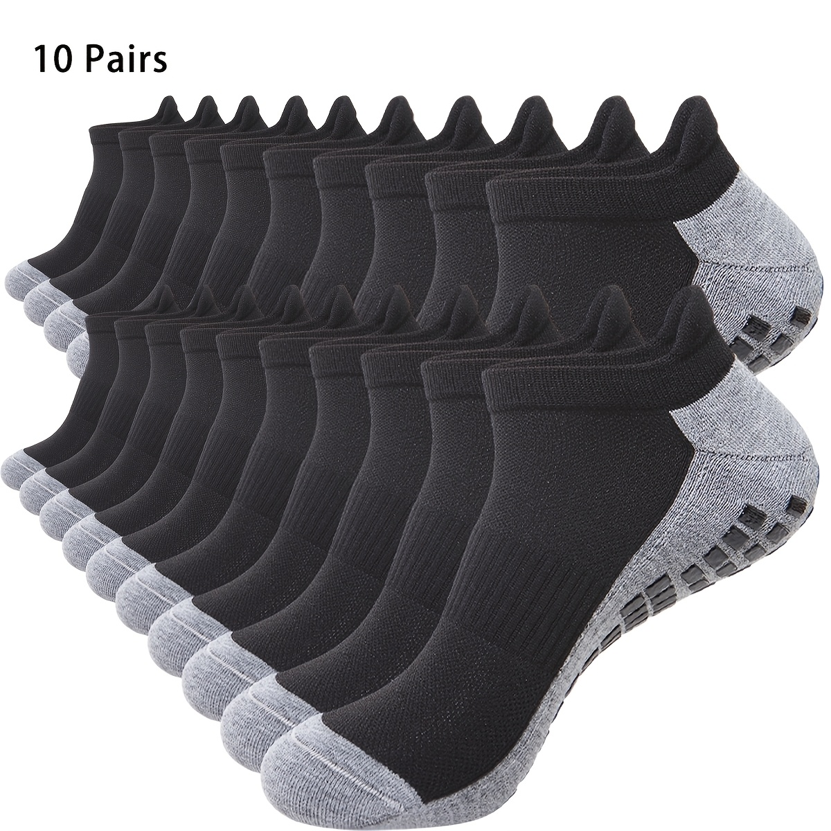 Image of 10 Pairs Of Breathable Mesh Short Socks For Men And Women, Suitable For Pilates And Yoga, Featuring Terry Bottom And Silicone Non-slip Design, In With 4 Sizes: S/m/l/xl