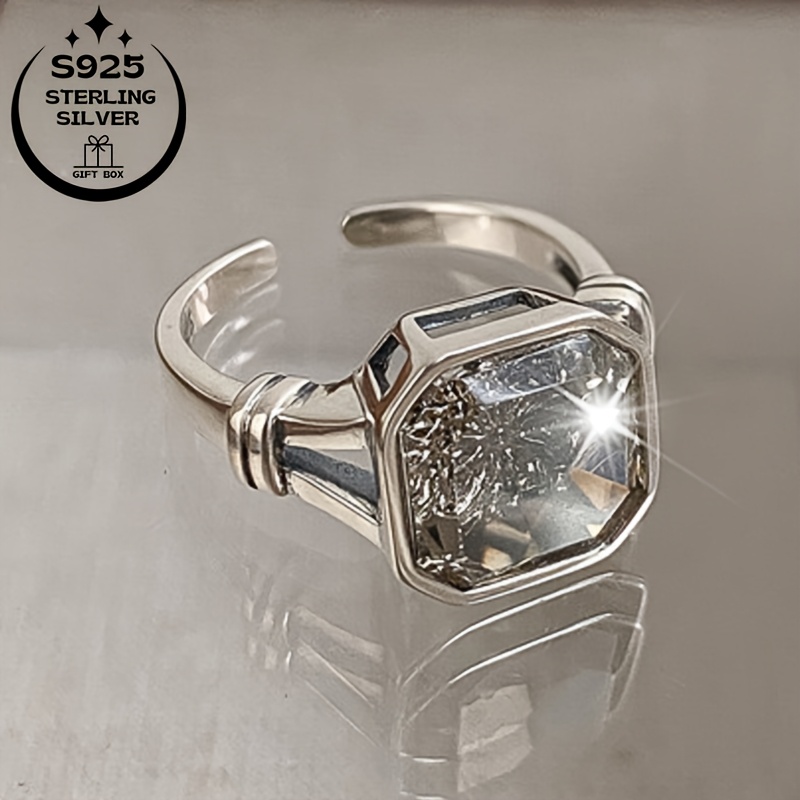 925 Silver Wide Band Women's Ring with Zirconia Inlay
