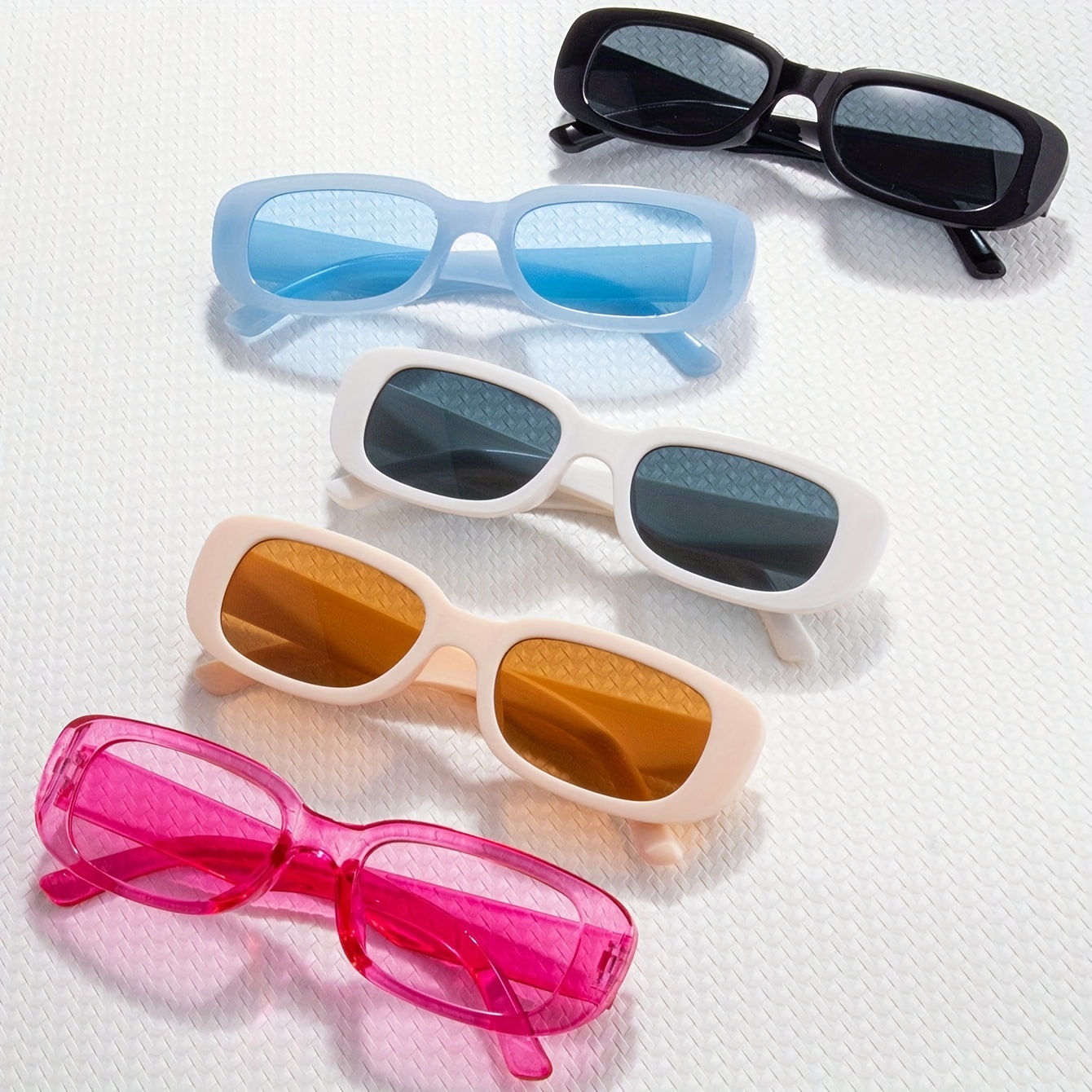 

5pcs Rectangle Fashion Glasses For Women Men Jelly Color Fashion Decorative Sun Shades For Beach Party Club