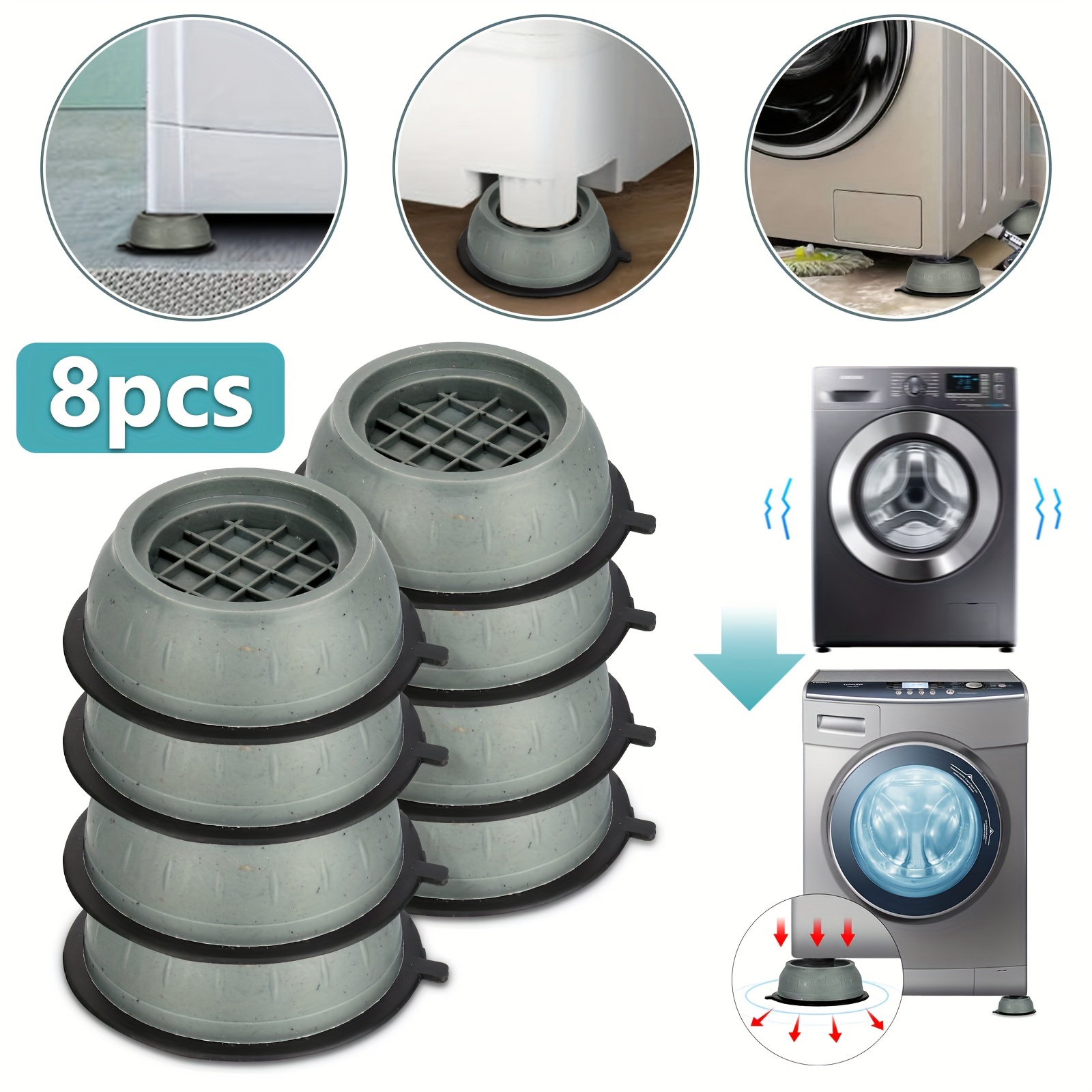 

8pcs Washing Machine Foot Pad, Anti-vibration Anti-slip Mats For Washer And Dryer - Protects Floors And Reduces Noise