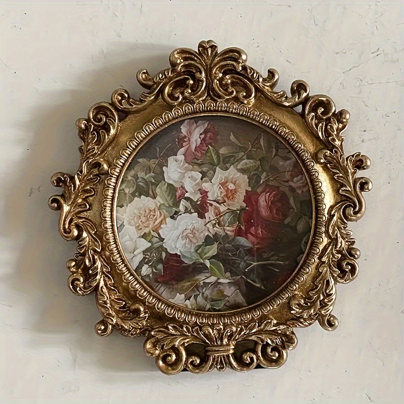 1pc of a vintage style round carved photo frame measuring 6 inches featuring a   nostalgic court design   home wall decoration desktop ornament figure photo display and as a decorative accent for any room
