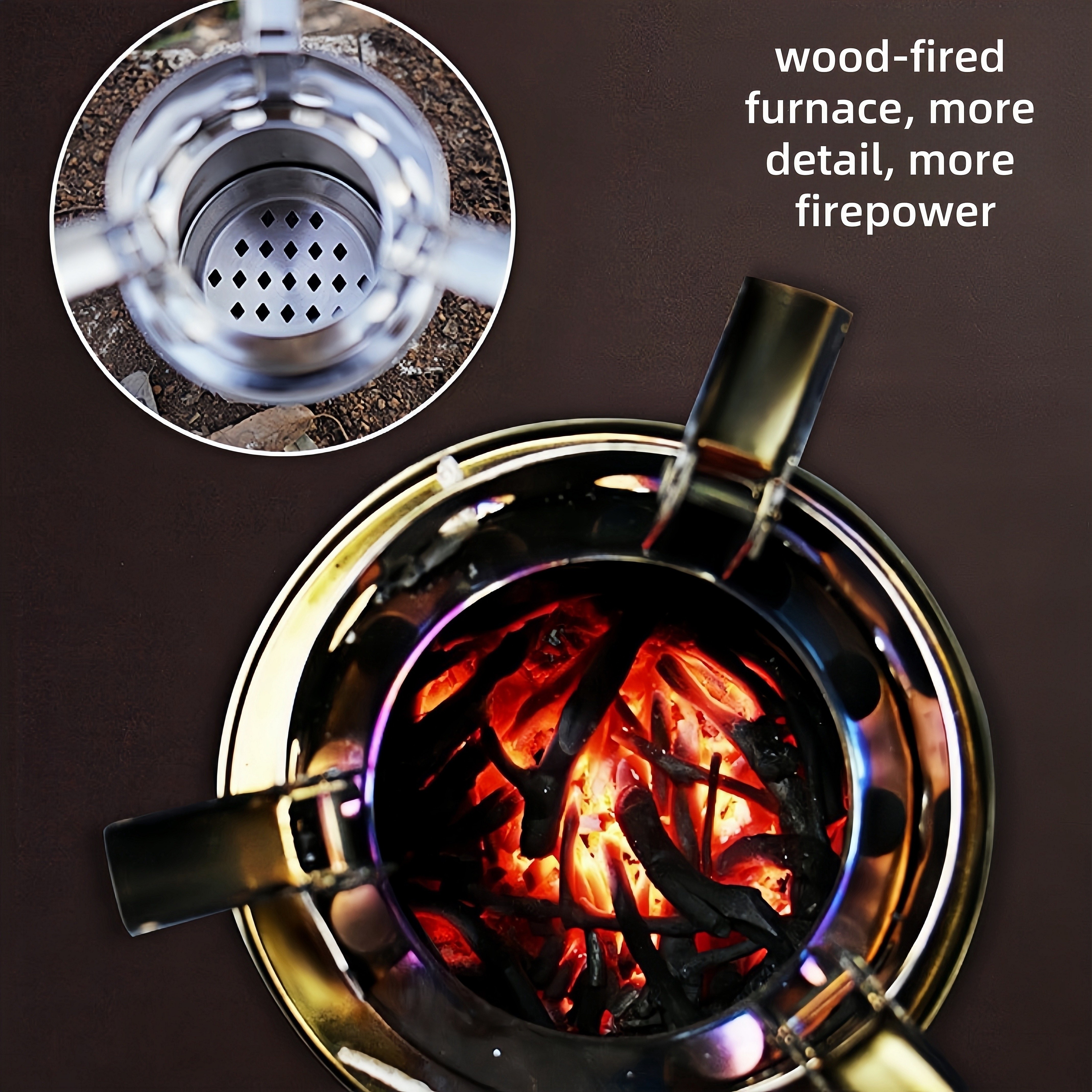 large size with a diameter of 20cm outdoor foldable thickened stainless steel stove can burn wood charcoal branches and other   fire stove for heating easy to carry does not   only 15cm high after folding suitable for picnics barbecues camping winter heating picnic   practical tool free portable bag details 2