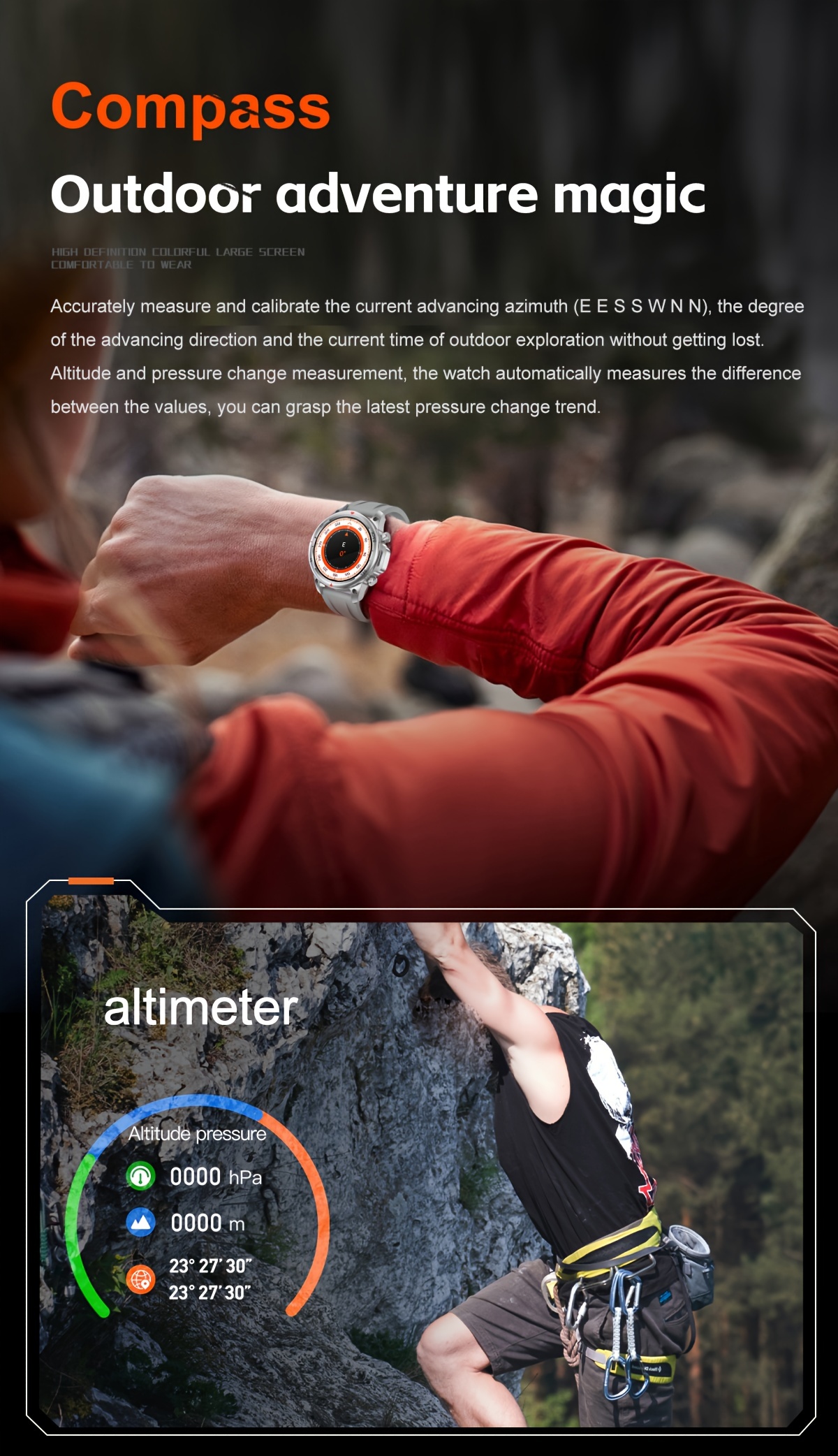 Men's Smartwatch HD LED Display, AI Voice Assistant, Wireless Calling, GPS Tracker, Compass, Fitness Tracker with Stainless Steel/Silicone Band_voghion.com