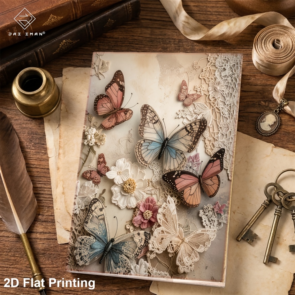 TEMU Jai Iman 96 Pages (non-repeating Patterns) A5 Size 2d Flat Old Lace Style Junk Journal Book For Scrapbooking, Social Display, Souvenir, To-do