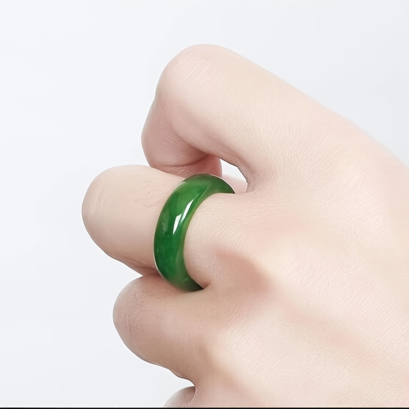 Green Faux Jade Ring Minimalist Polished Finish