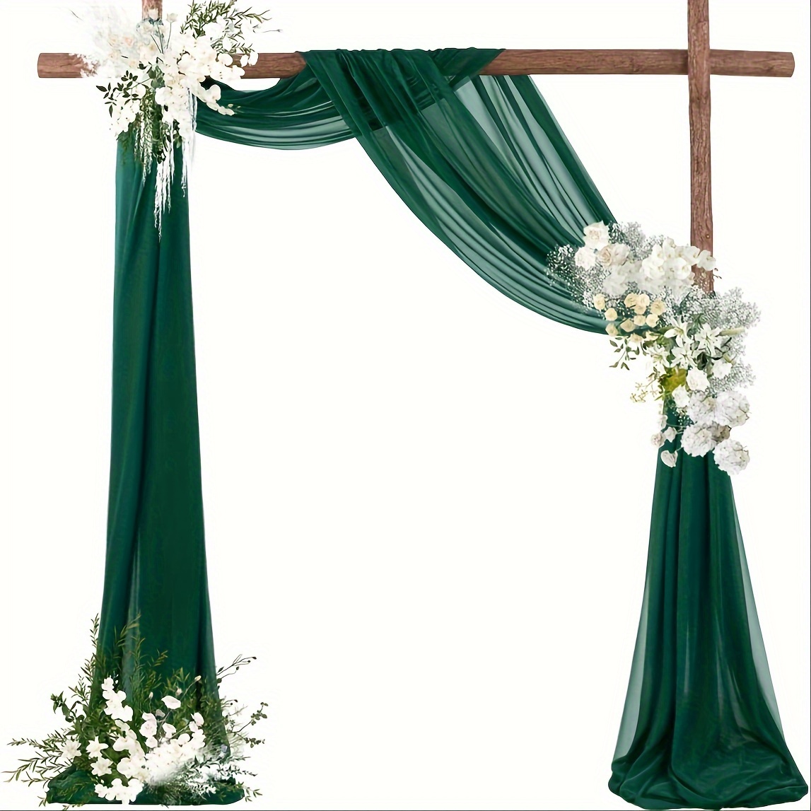

Solid Hunter Green Polyester Table Runner - Elegant Wedding Arch Draping Fabric, Sheer Voile Curtain For Ceremony & Party Decor, Durable Woven Table Flag For Christmas Holiday Celebrations