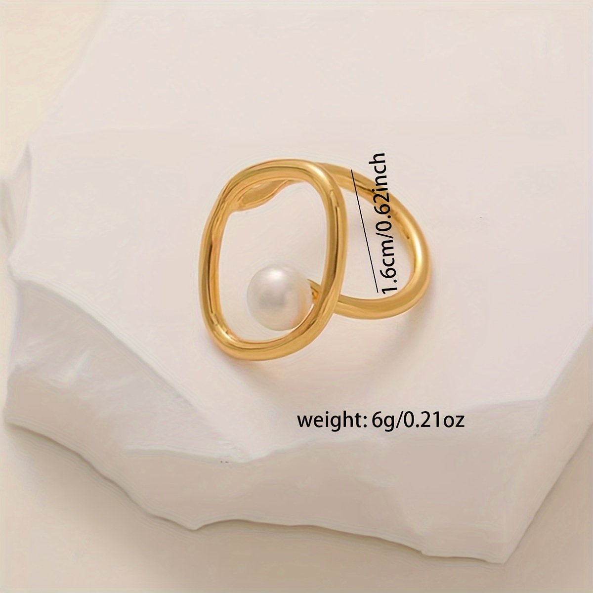 1pc boho vacation style faux pearl ring golden hollow ring open cuff ring jewelry for women details 3