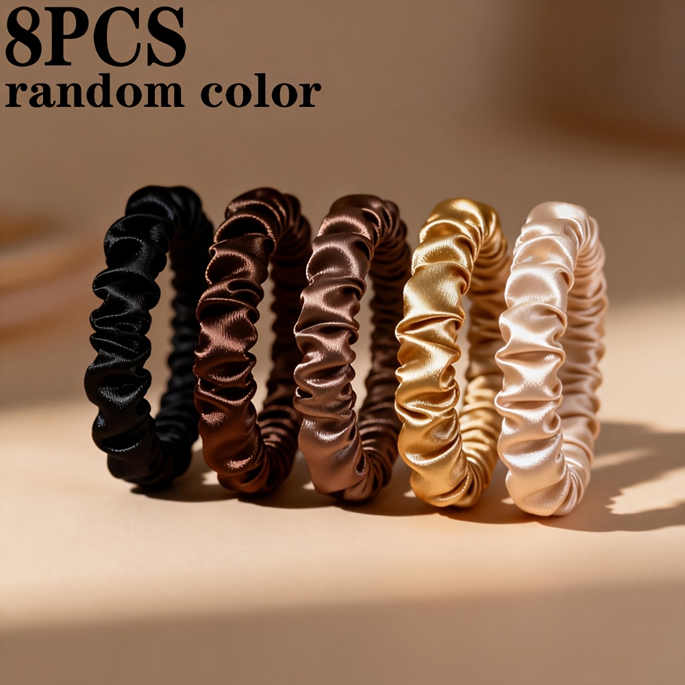 TEMU 8 pezzi per confezione. - Colori casuali - Set di anelli per capelli a forma di tenue, accessorio per da donna, anello per capelli in tessuto