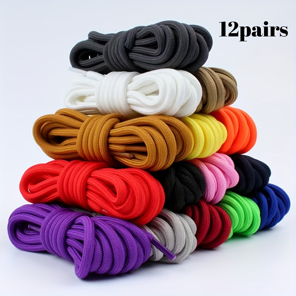 TEMU 12 Pairs Of Colorful Shoelaces, Round Laces Suitable For Hiking Boots, Sneakers, And Flat Shoes