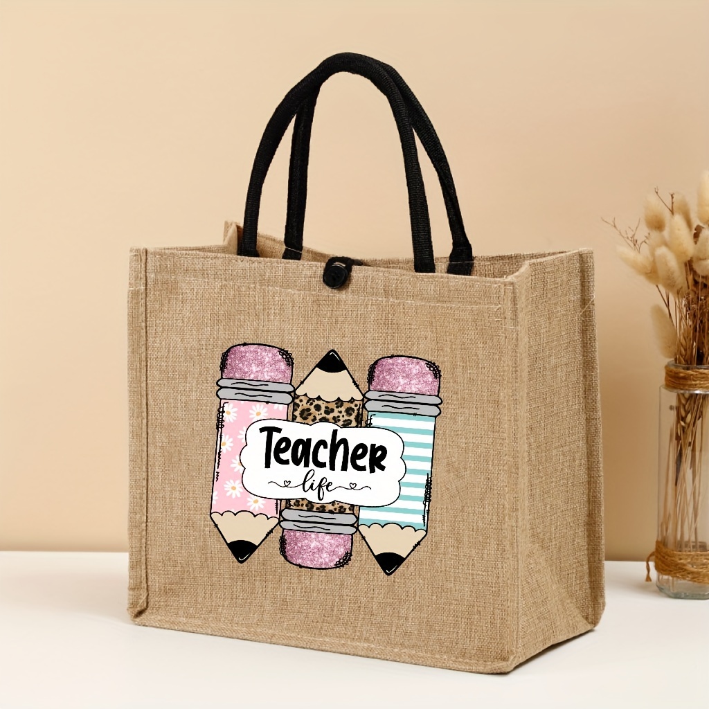 chic teacher themed tote bag shoulder handbag women Temu Italy