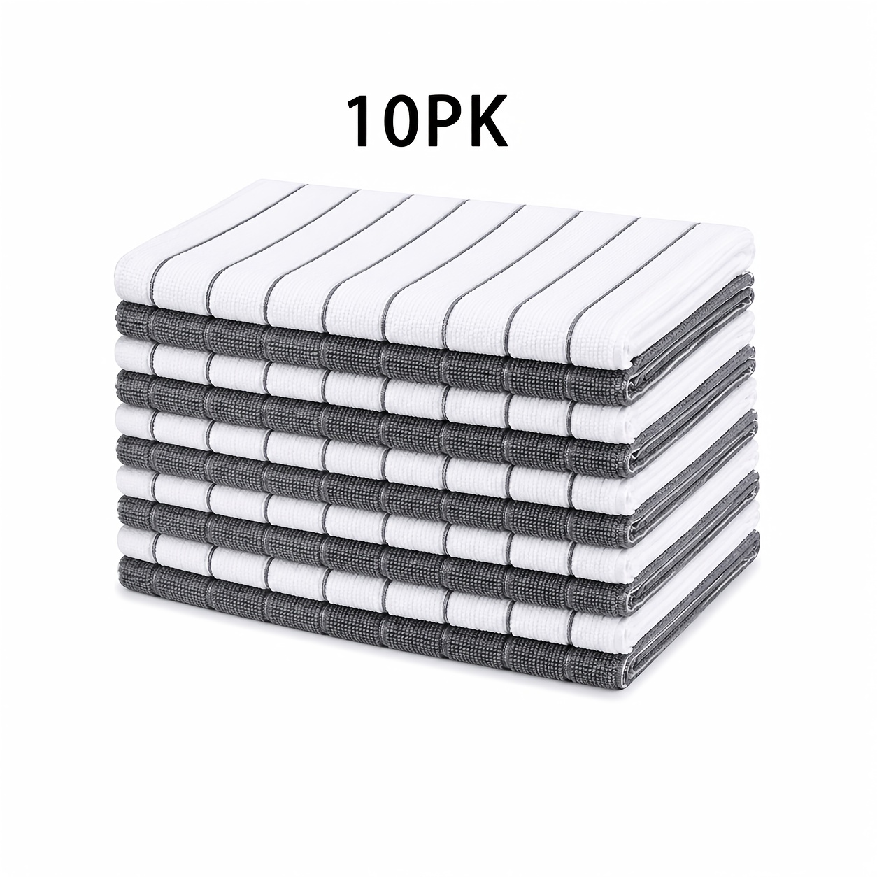 4/10/20/50pk Microfiber Kitchen Towels - Dish Cloth With Stylish Wide Gray And , Effortless Cleaning And Drying