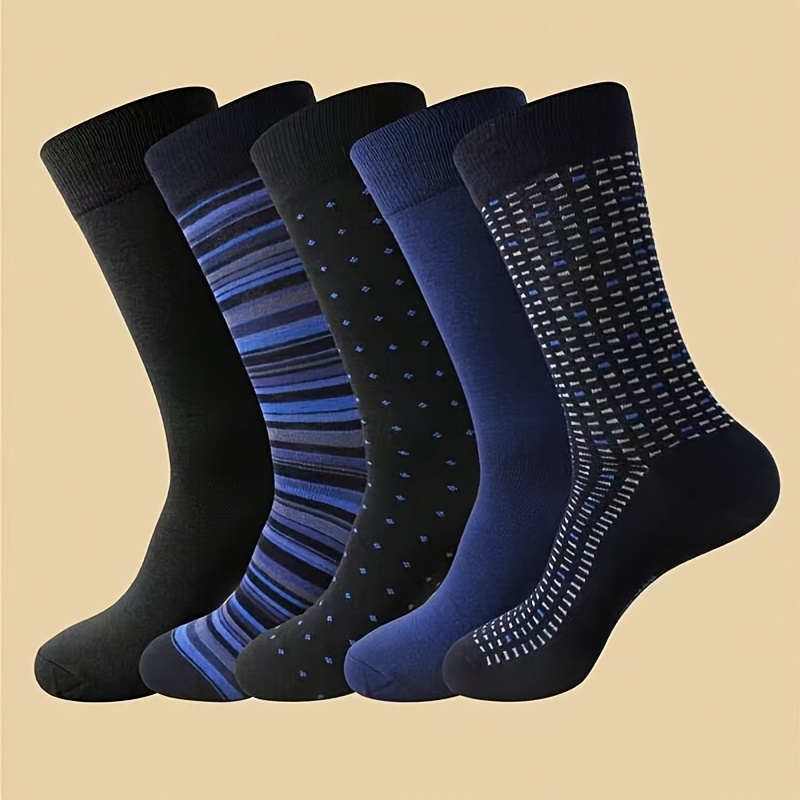 TEMU 5 Pairs Men's Mid-calf Socks, Diamond Men's Mid-calf Socks