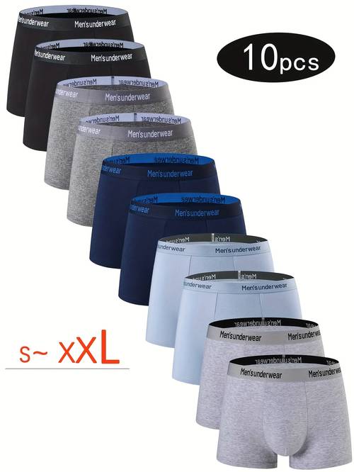 10pcs mens cotton underwear casual boxer briefs breathable and comfortable elastic sports shorts