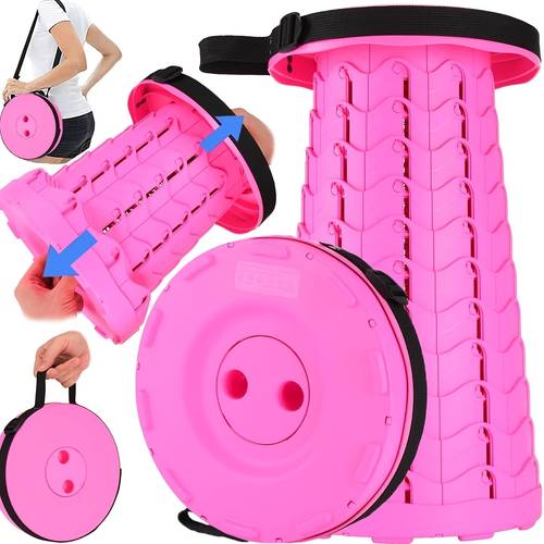 heavy duty 400 capacity retractable folding stool portable round stool suitable for indoor outdoor camping fishing bbq picnic use adjustable height lightweight for