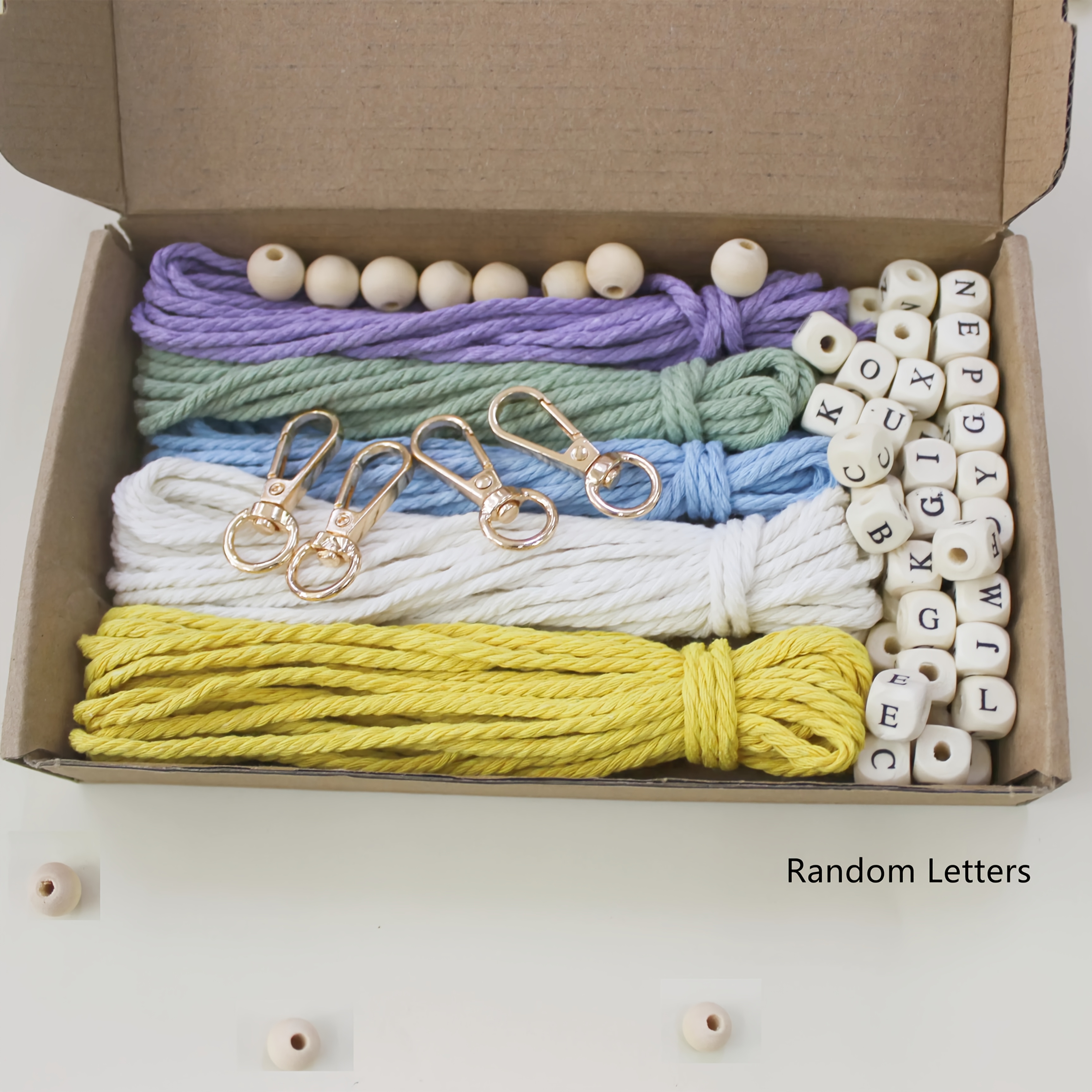 Image of 4pcs Woven Kit Set, Flower Letter Name Keychain Bag Clip Diy Handcraft Material Pack, Bohemian Style Keychain Bag Clip, Gift For Mom,