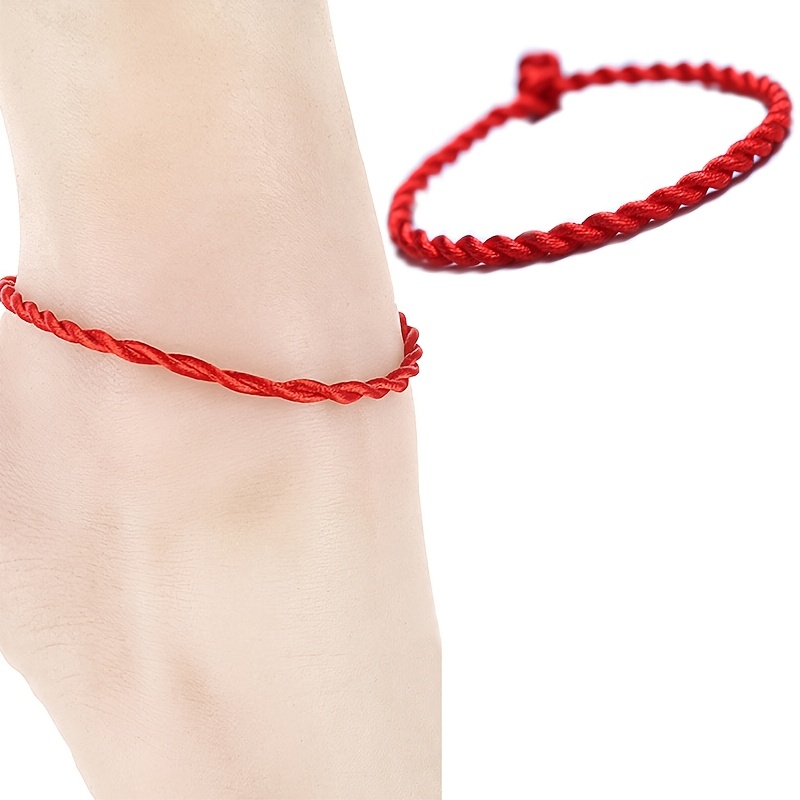 2pcs Handmade Lucky Red String Bracelets and Anklets Set