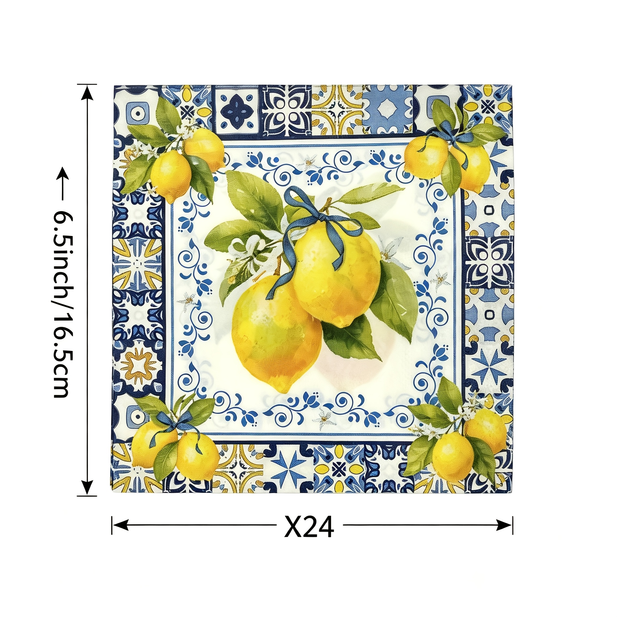 A Set Of 24 Lemon Bow-themed Disposable Party Tableware Napkins, Non-laminated Version For School For Halloween、christmas