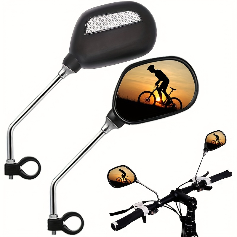 TEMU Bike Mirrors, 2pcs Bicycle Large Wide Angle 360&deg;adjustable -bicycle Mirrors For Handlebar 22-26mm, For Bike Motocycle